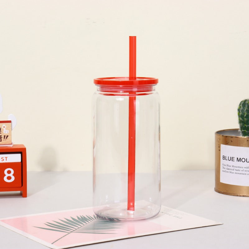 16oz Case (25 Units) Acrylic Colored Blank Classic Tumblers With Straw Single layer plastic tumbler