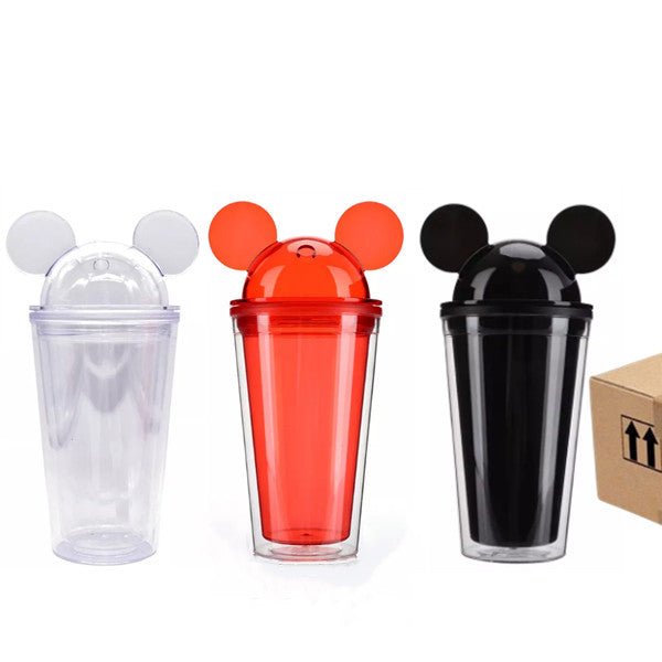 16oz CASE(48 UNITS) Mickey Ears Acrylic clear straw tumbler