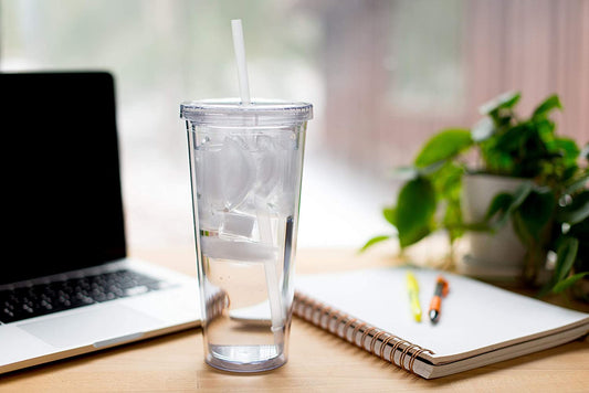 25Pack 22oz Plastic Tumbler Double Wall Acrylic Insulated Cone Tumblers