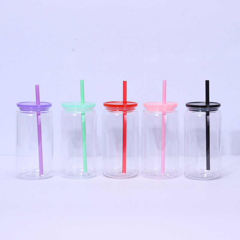 16oz Case (25 Units) Acrylic Colored Blank Classic Tumblers With Straw Single layer plastic tumbler