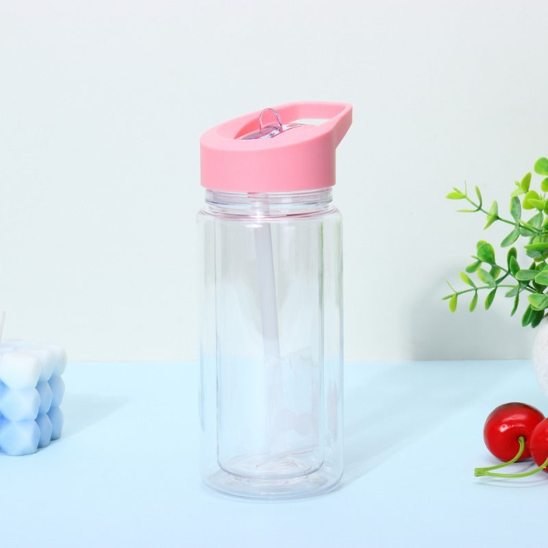 10oz Case (25 Units ) Plastic Pre-drilled Snow Globe Kids Tumbler Double Walled Kids Acrylic Snowglobe Cup with Hole and Plug