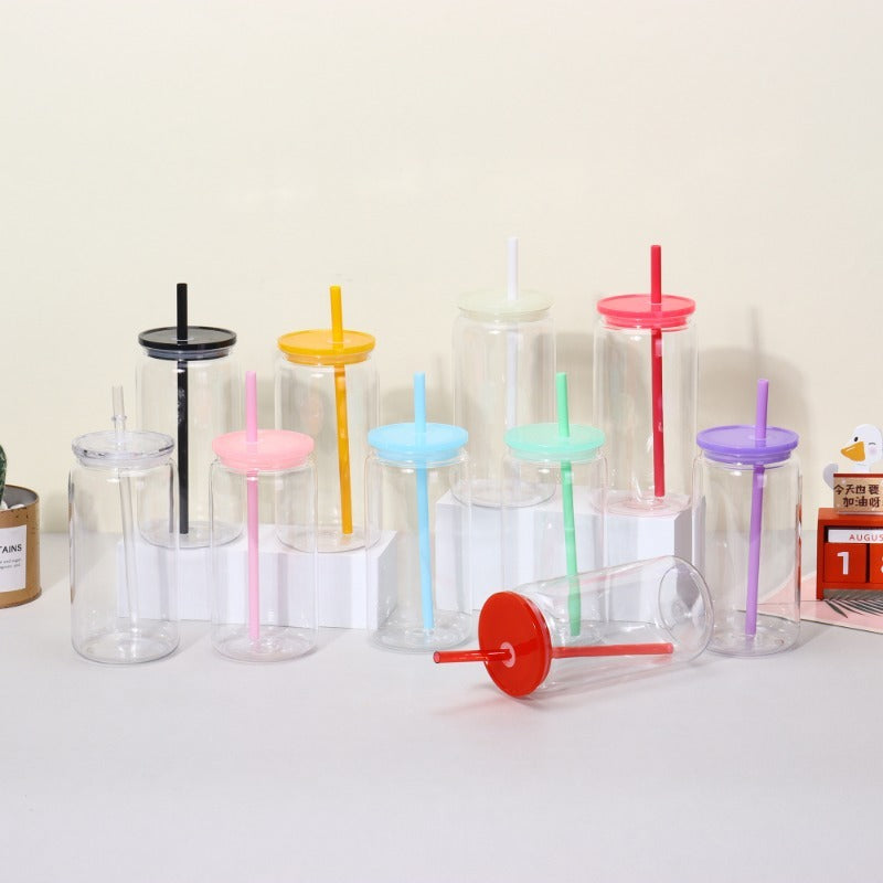 16oz Case (25 Units) Acrylic Colored Blank Classic Tumblers With Straw Single layer plastic tumbler