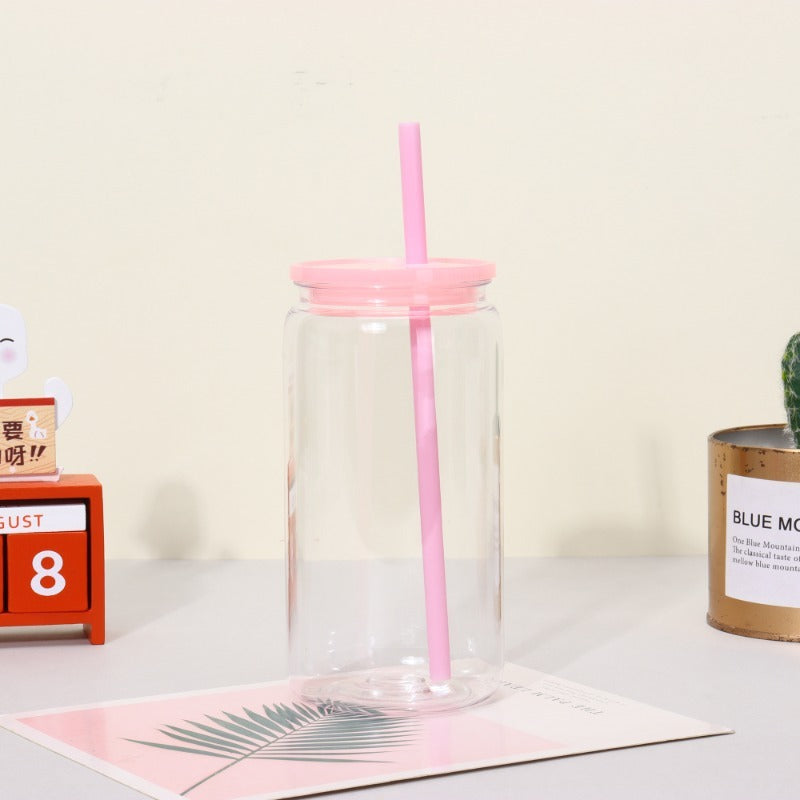 16oz Case (25 Units) Acrylic Colored Blank Classic Tumblers With Straw Single layer plastic tumbler