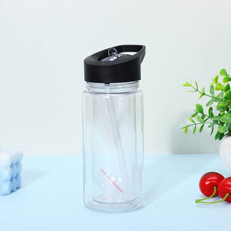 10oz Case (25 Units ) Plastic Pre-drilled Snow Globe Kids Tumbler Double Walled Kids Acrylic Snowglobe Cup with Hole and Plug