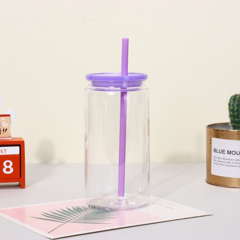 16oz Case (25 Units) Acrylic Colored Blank Classic Tumblers With Straw Single layer plastic tumbler