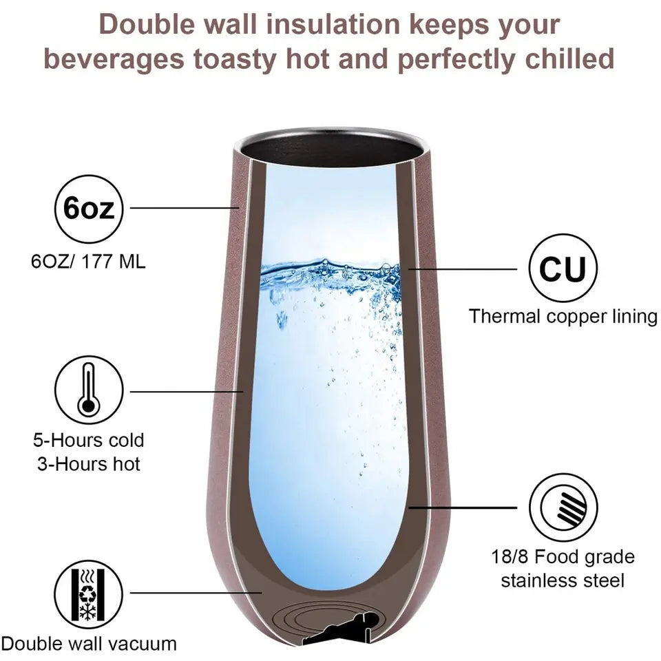 6oz Champagne Beer Cup Rose Gold Stainless Steel