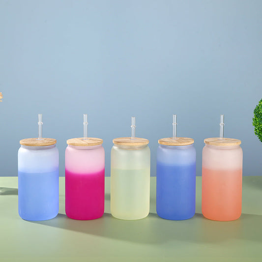 16oz CASE (32UNITS) Gradient Tumbler Single Layer Heat Resistant Borosilicate Cold Color Tumbler