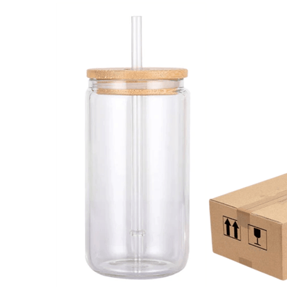 16oz CASE (16/32/50 UNITS) sublimation Glass tumbler with straws