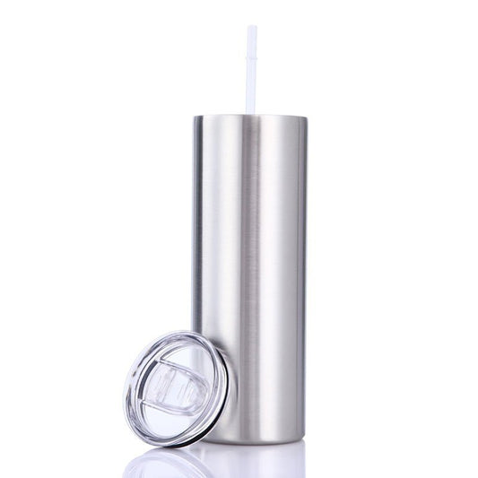 20oz (24unit) Skinny Silver Sublimation Tumblers Blanks Tumbler Cups With Lid And Plastic Straw