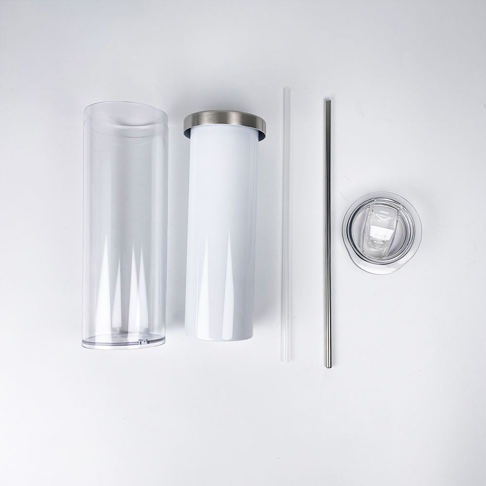 25Pack 20oz Double Wall Sublimation  printing Snow Globe Stainless Steel  Acrylic Pre Drilled Snowglobe Straight Tumbler with Lid