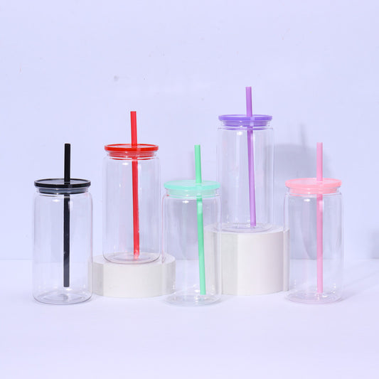 16oz Case (25 Units)  Acrylic Colored Blank Classic Tumblers With Straw Single layer plastic tumbler