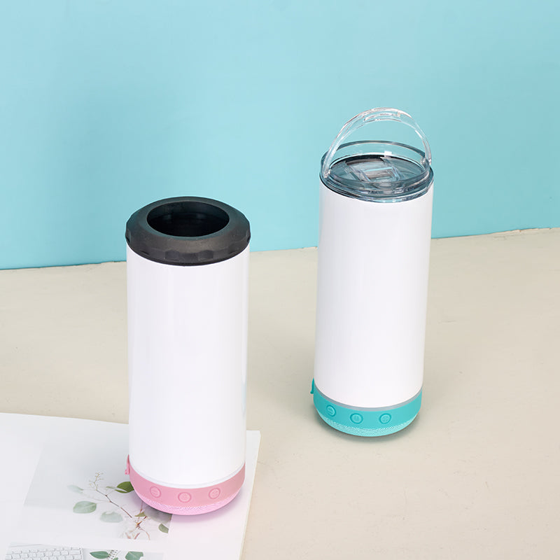 16oz CASE (25 UNITS) Sublimation Bluetooth Speaker Skinny Slim Can Cooler Tumbler