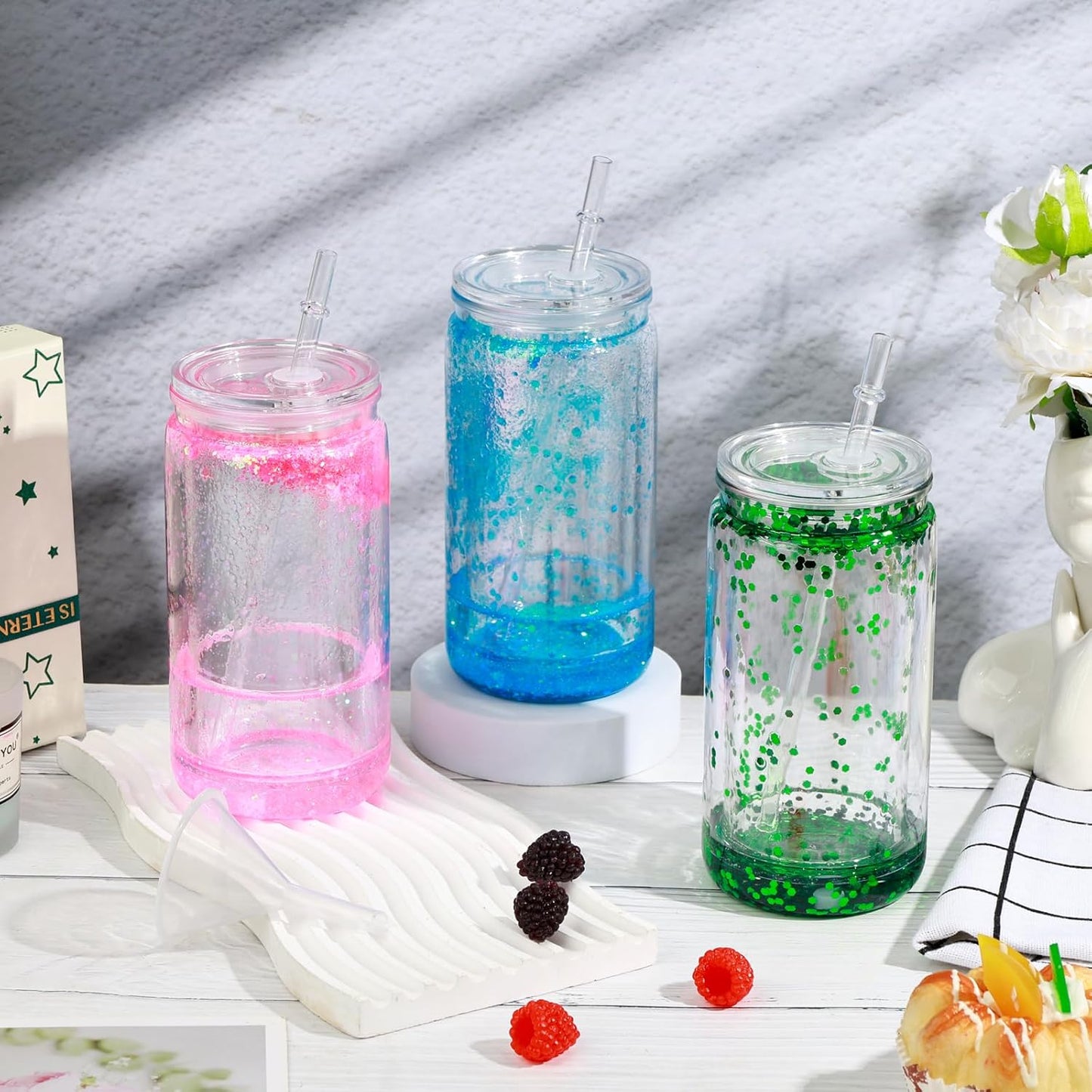 16oz Case (25 Units )  Acrylic Double-layer Snowball Cup Plastic Drum Double Wall Acrylic Tumbler