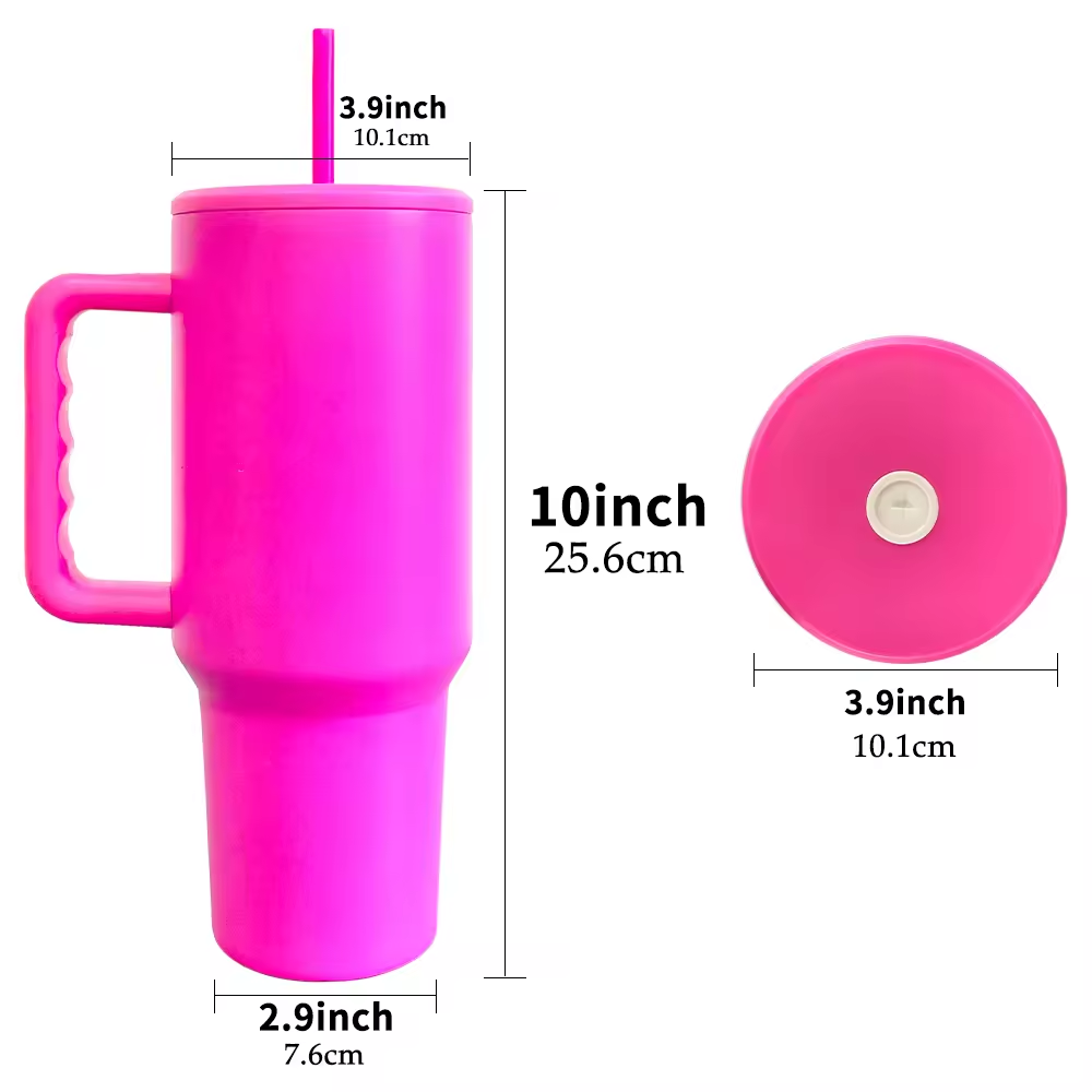 Case of 25Pack H3.0 40oz Sublimation Matte Tumbler Insulated Handle Tumbler with Lids with Handle and Straw