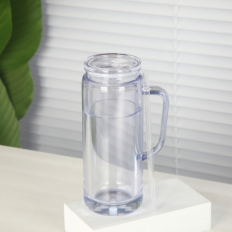 16oz/25oz Case (25 Units ) Snowglobe Plastic Tumbler Double Wall Leak-Proof BPA Free Eco-Friendly Mug with Handle and Plugs