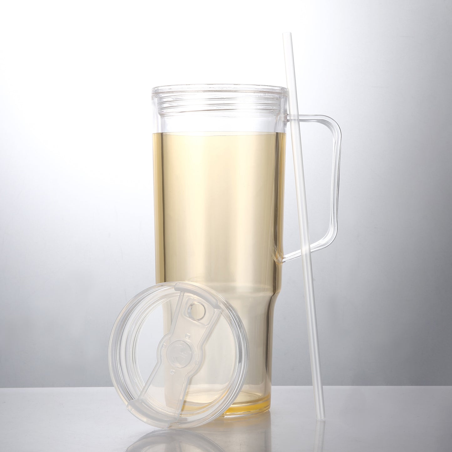 20Pack 40oz Clear Double Wall Plastic Snowglobe Cup Acrylic Snow Globe Tumbler with Pre Drilled Hole and Stoppers