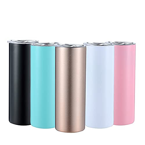 Skinny 20oz Stainless Steel Tumbler Double Walled Vacuum Coffee Mug Travel Cup Insulated Coffee Cup with Lids