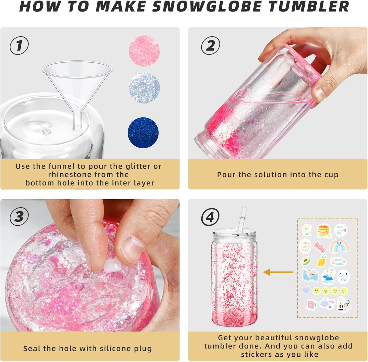 16oz Case (25 Units )  Acrylic Double-layer Snowball Cup Plastic Drum Double Wall Acrylic Tumbler