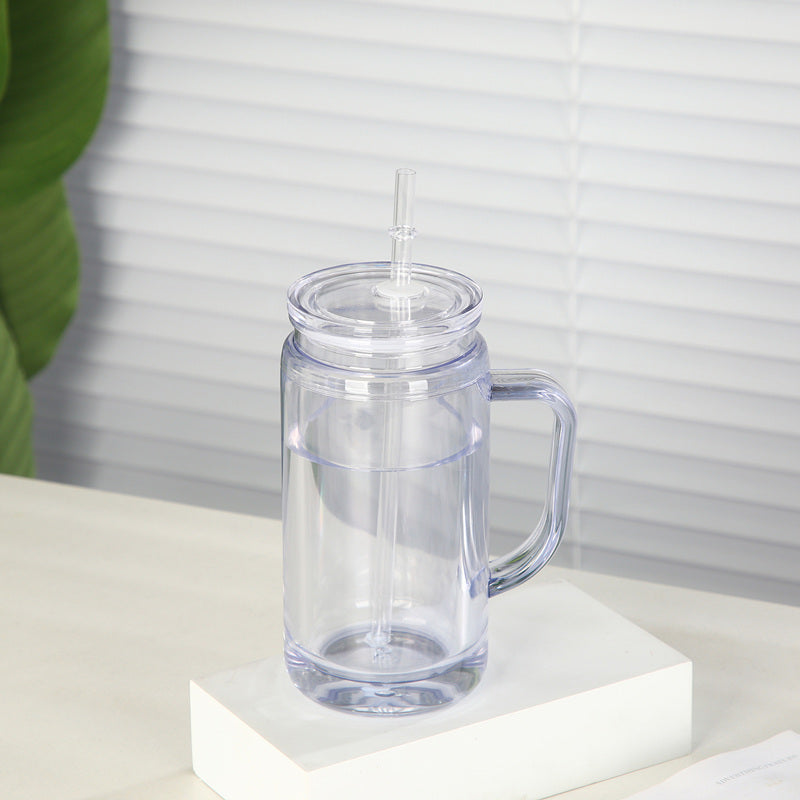 16oz/25oz Case (25 Units ) Snowglobe Plastic Tumbler Double Wall Leak-Proof BPA Free Eco-Friendly Mug with Handle and Plugs