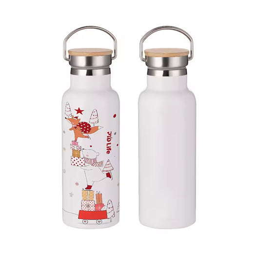17oz 500 ml Sublimation Sports Water Bottle Blanks with Portable Bamboo Lid