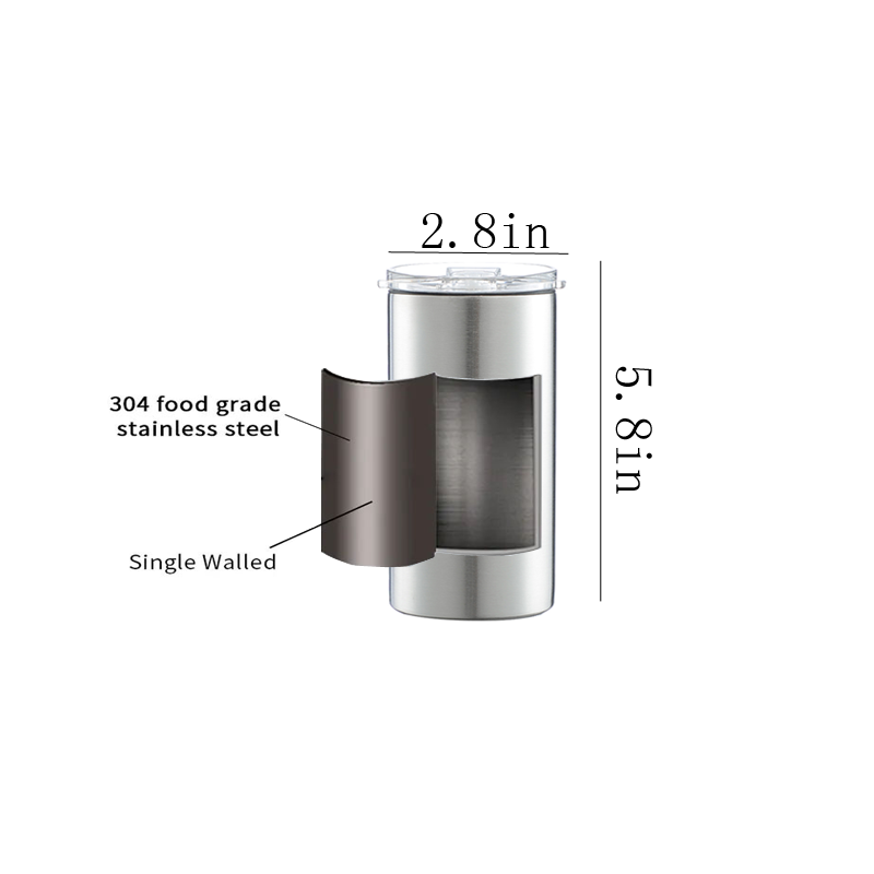 Skinny 12oz Stainless Steel Tumbler Double Walled Vacuum Coffee Mug Travel Cup Insulated Coffee Cup with Lids (12ozskinny-Silver)