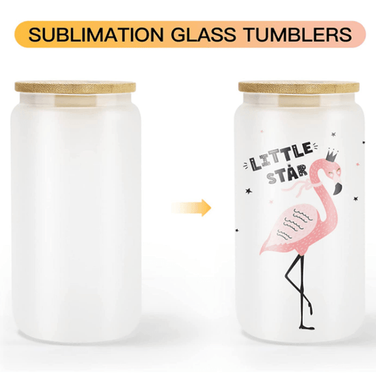 16oz CASE (16/32/50 UNITS) sublimation Glass tumbler with straws